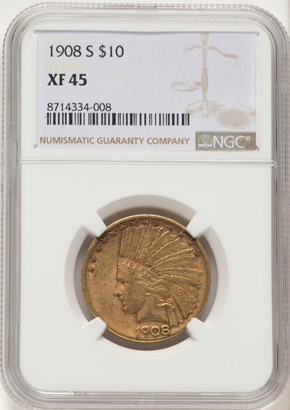 1908-S $10 Indian Eagle NGC XF45