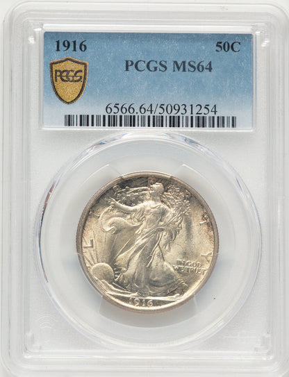 1916 50C Walking Liberty Half Dollar PCGS MS64