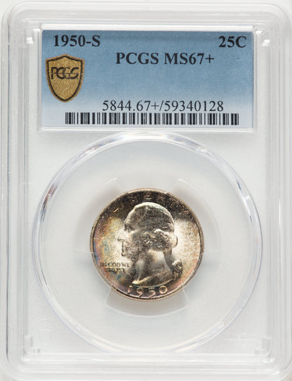 1950-S 25C Washington Quarter PCGS MS67+