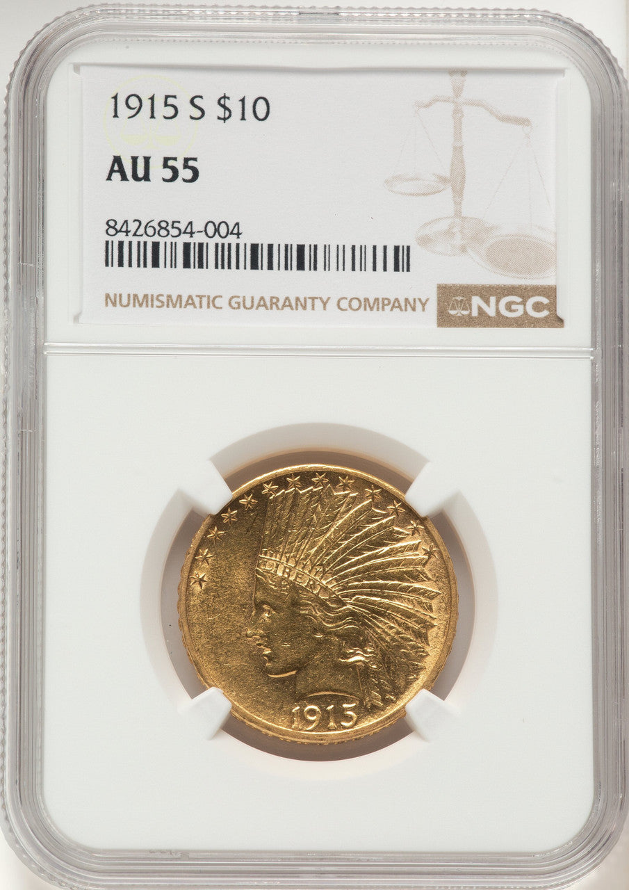 1915-S $10 Indian Eagle NGC AU55