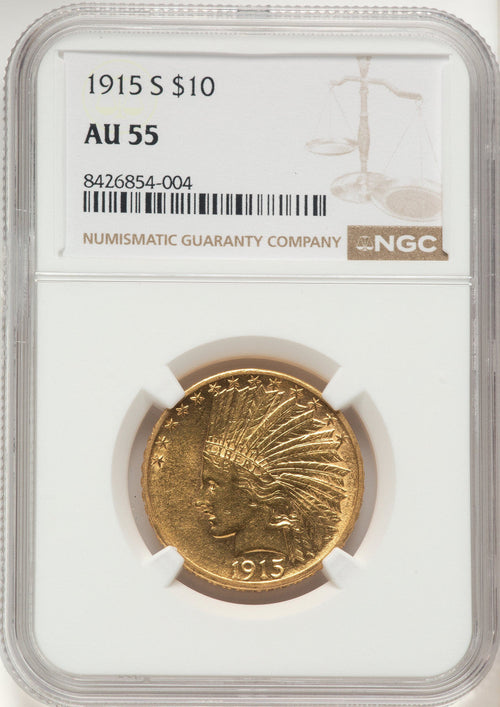 1915-S $10 Indian Eagle NGC AU55