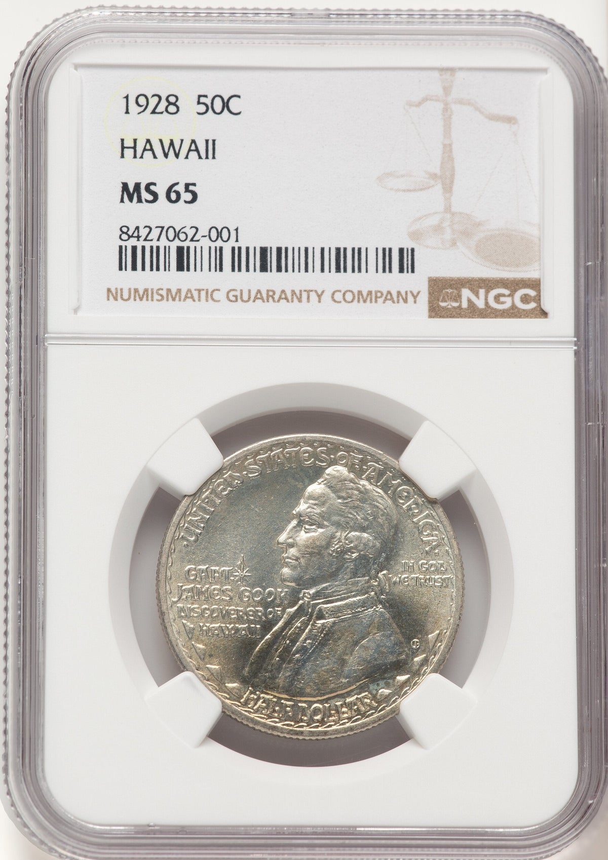 1928 50C Hawaiian Commemorative Silver NGC MS65