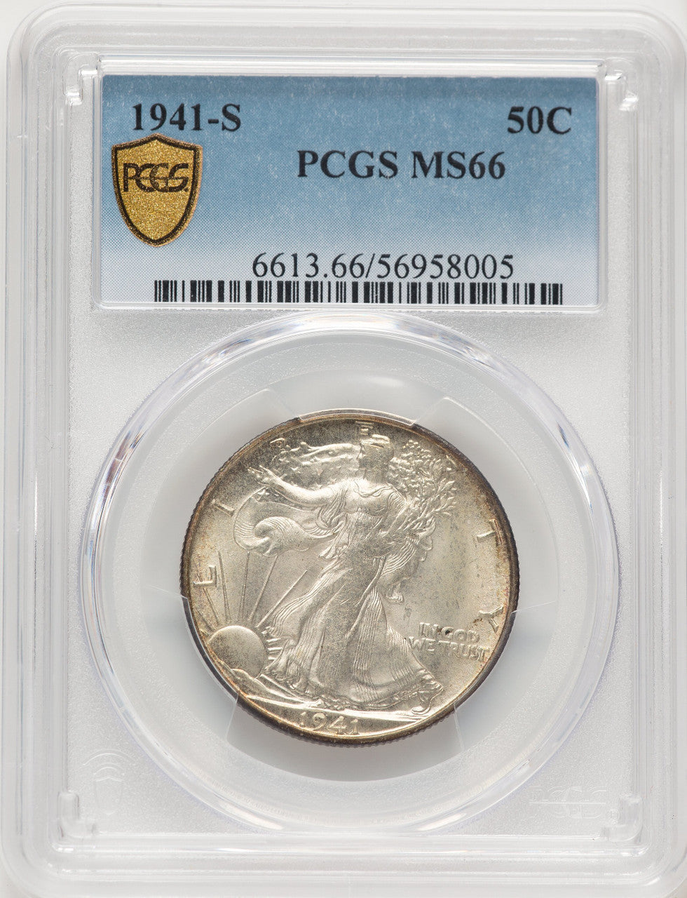 1941-S 50C Walking Liberty Half Dollar PCGS MS66