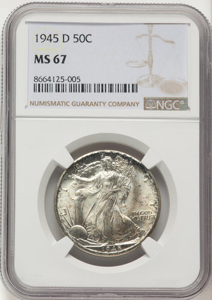 1945-D 50C Walking Liberty Half Dollar NGC MS67