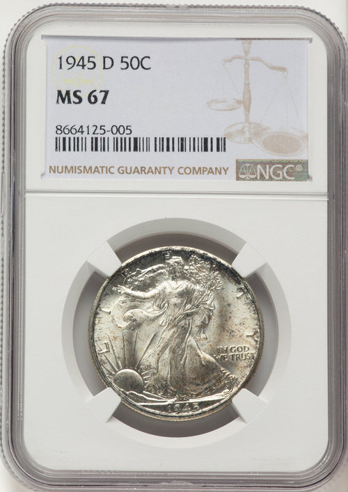 1945-D 50C Walking Liberty Half Dollar NGC MS67