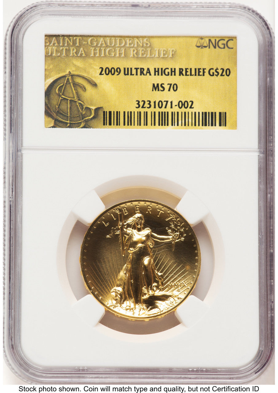 2009 G$20 Ultra High Relief Saint Gaudens Label NGC MS70