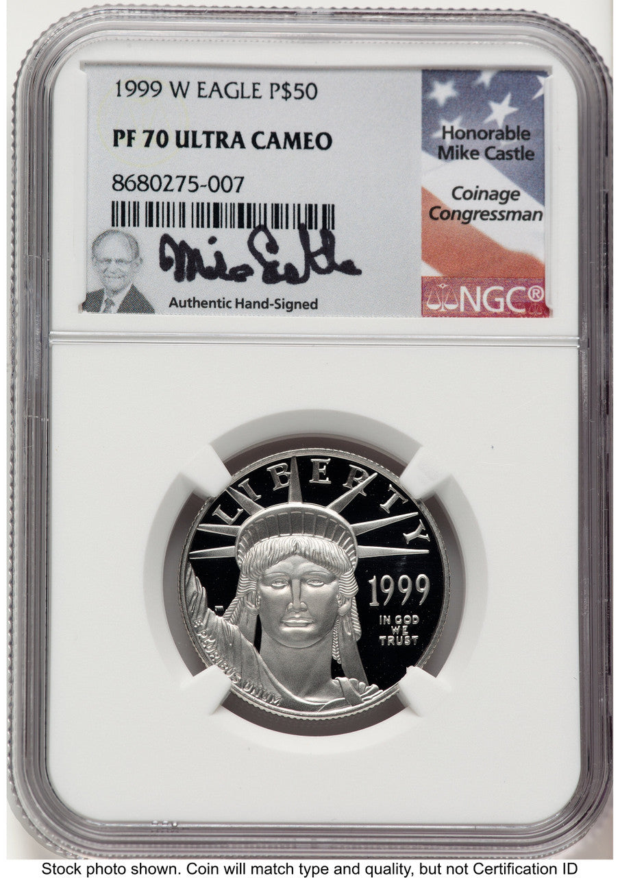 1999-W Proof Platinum Eagle 1/2 oz Mike Castle NGC PF70