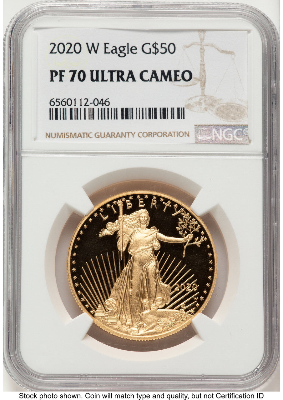 2020-W Proof Gold Eagle 1 oz Brown Label NGC PF70