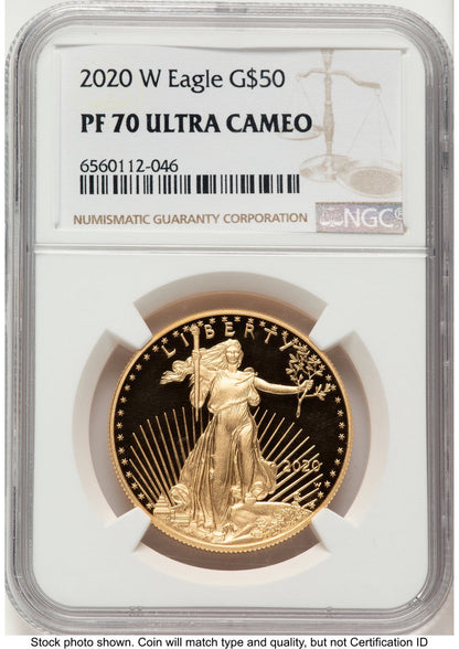 2020-W Proof Gold Eagle 1 oz Brown Label NGC PF70