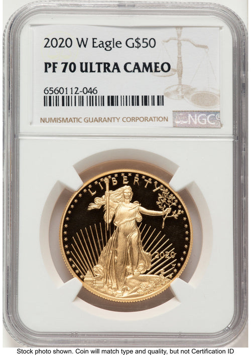 2020-W Proof Gold Eagle 1 oz Brown Label NGC PF70