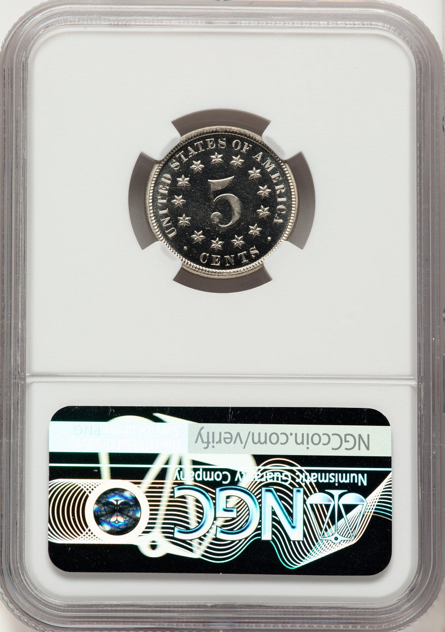 1870 5C CA Proof Shield Nickel NGC PR67+