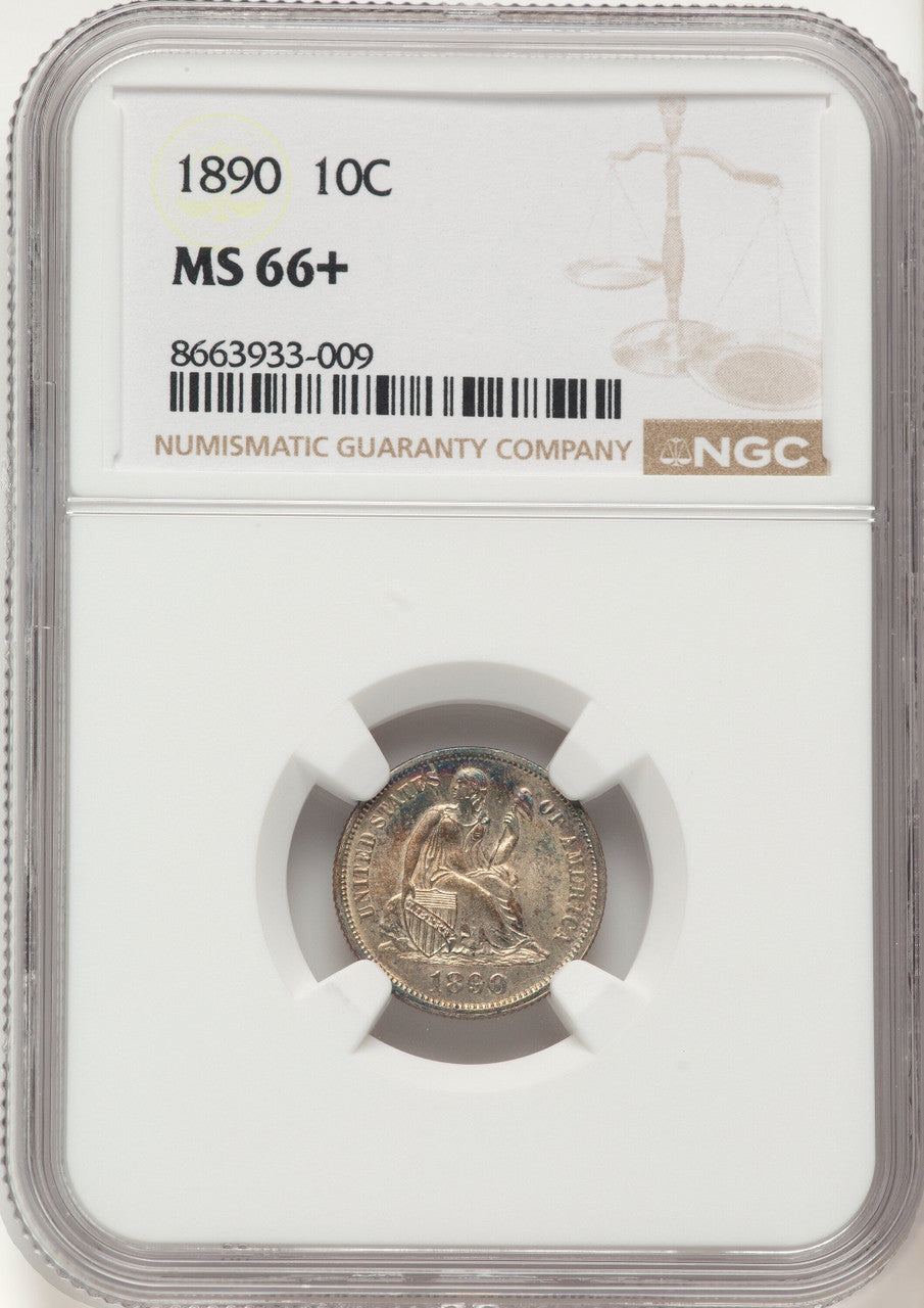 1890 10C Seated Dime NGC MS66+