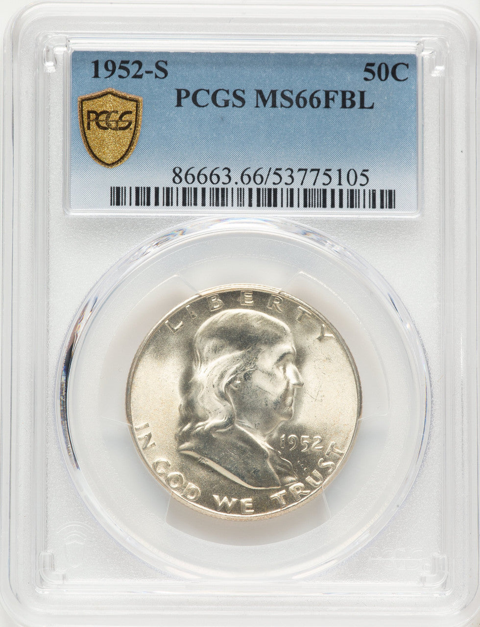 1952-S 50C FL Franklin Half Dollar PCGS MS66