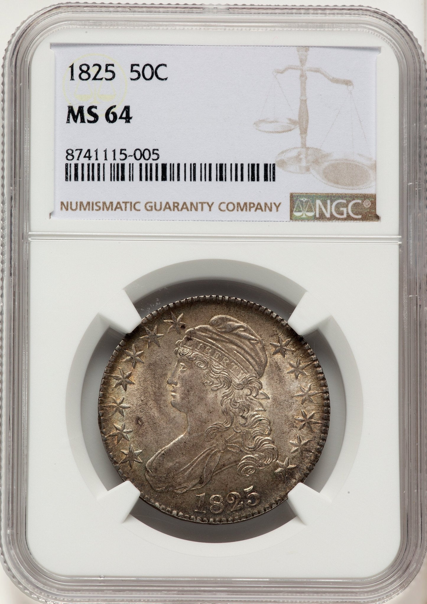 1825 50C O-116 Bust Half Dollar NGC MS64