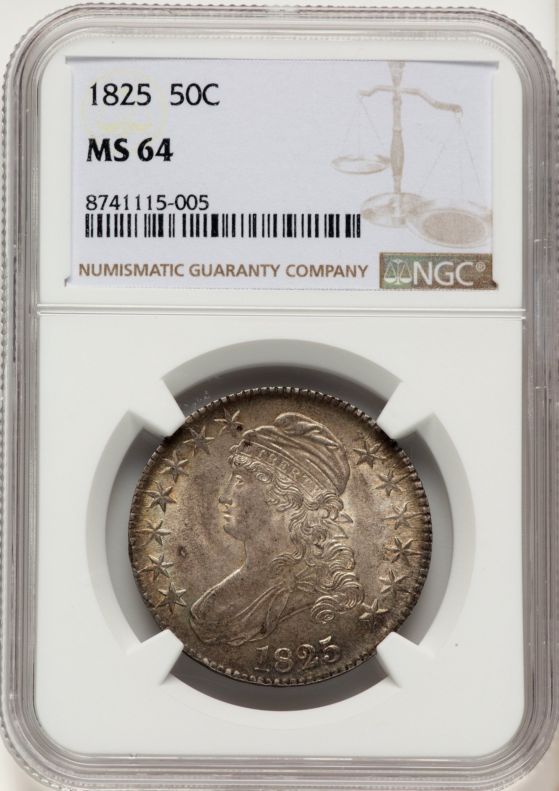 1825 50C O-116 Bust Half Dollar NGC MS64