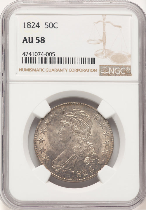 1824/4 50C O-109 Bust Half Dollar NGC AU58