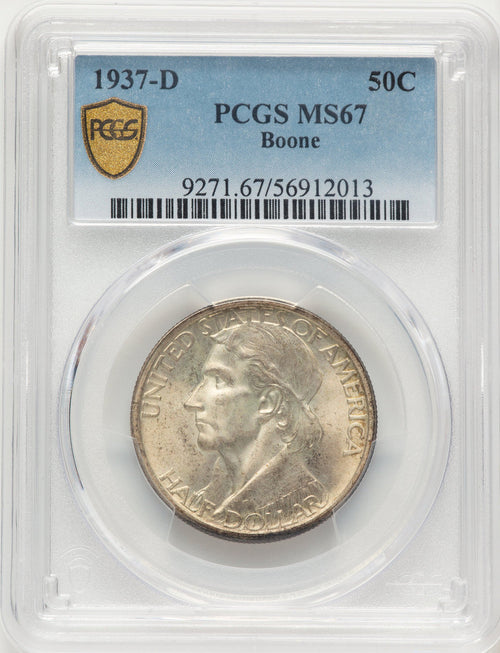 1937-D 50C Boone Blue Gradient Commemorative Silver PCGS MS67