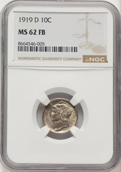 1919-D 10C FB Mercury Dime NGC MS62