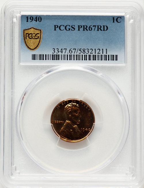 1940 1C RD Proof Lincoln Cent PCGS PR67