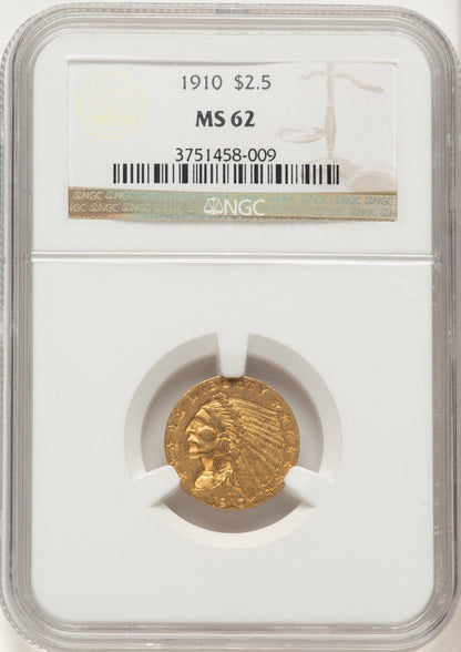 1910 $2.50 Indian Quarter Eagle NGC MS62 (785074001)