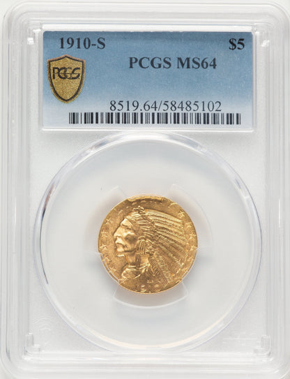 1910-S $5 Indian Half Eagle PCGS MS64
