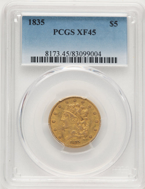 1835 $5 Classic Half Eagle PCGS XF45