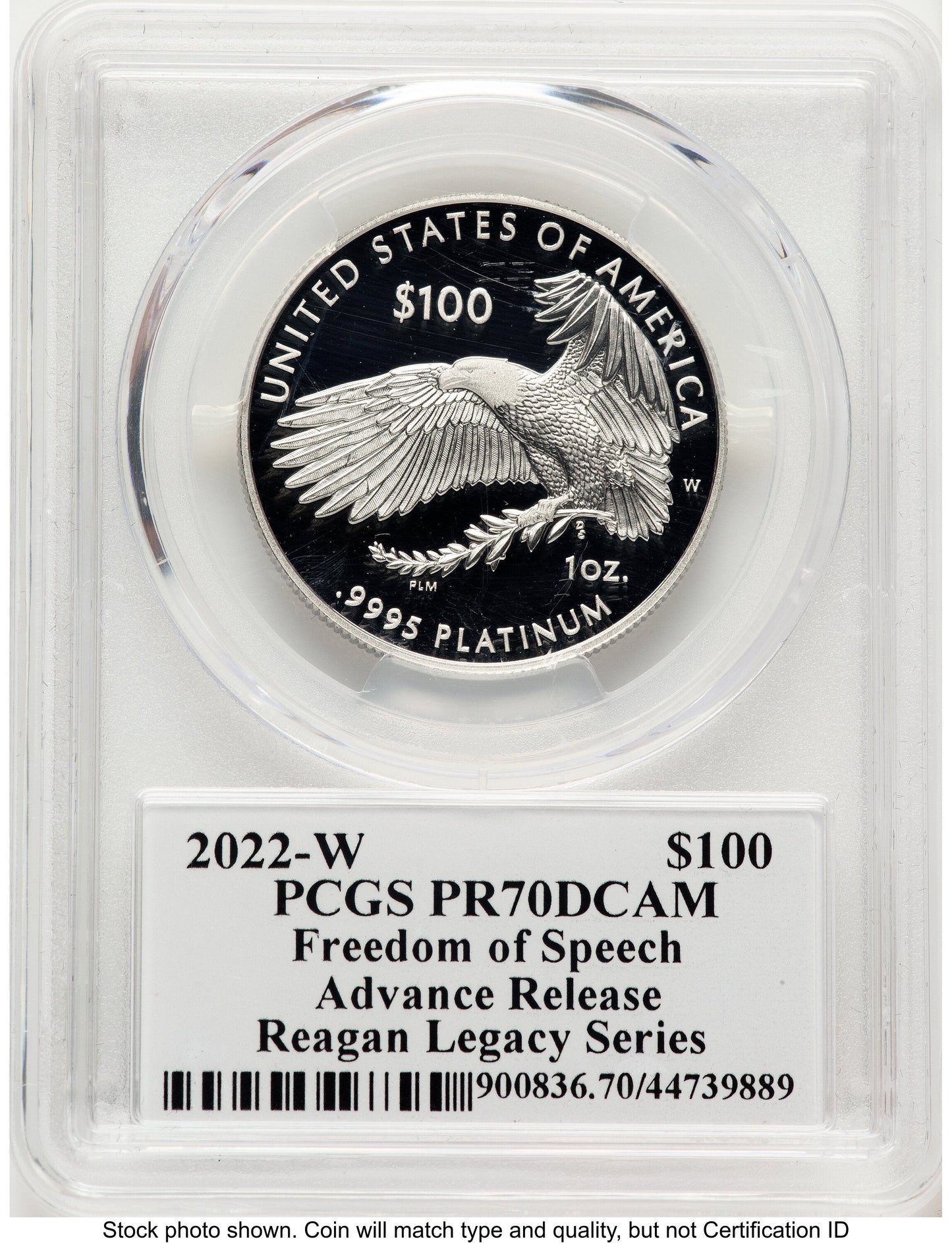 2022-W Proof Platinum Eagle 1 oz AR Reagan Legacy Series Michael Reagan Picture PCGS PR70