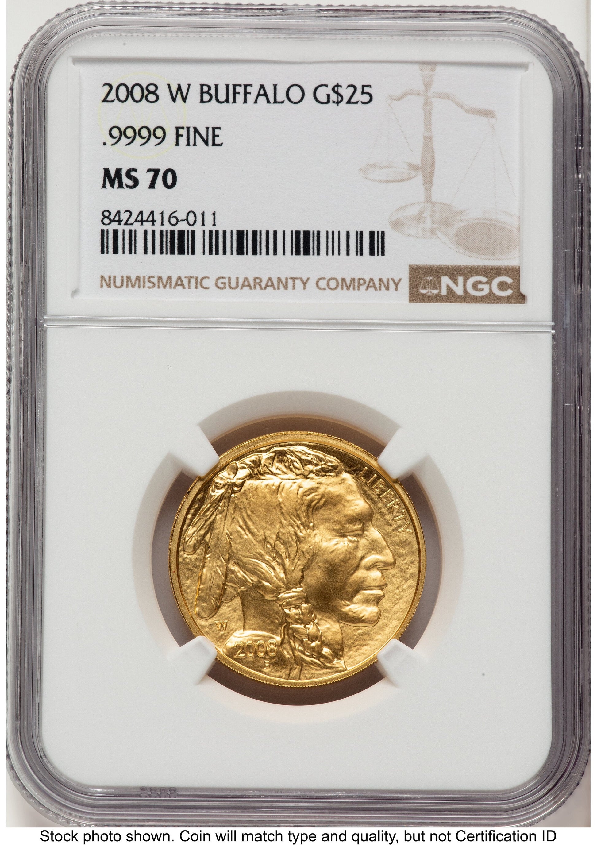 2008-W Burnished Gold Buffalo 1/2 oz Brown Label NGC MS70