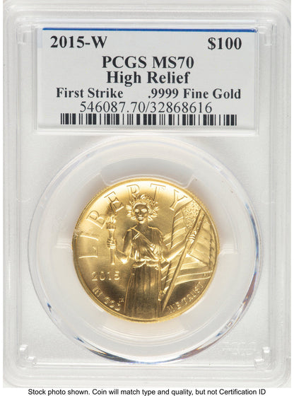 2015-W G$100 American Liberty High Relief FS /John PCGS MS70 Ed Moy Mercanti