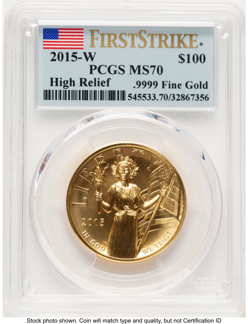 2015-W G$100 American Liberty High Relief FS Flag PCGS MS70