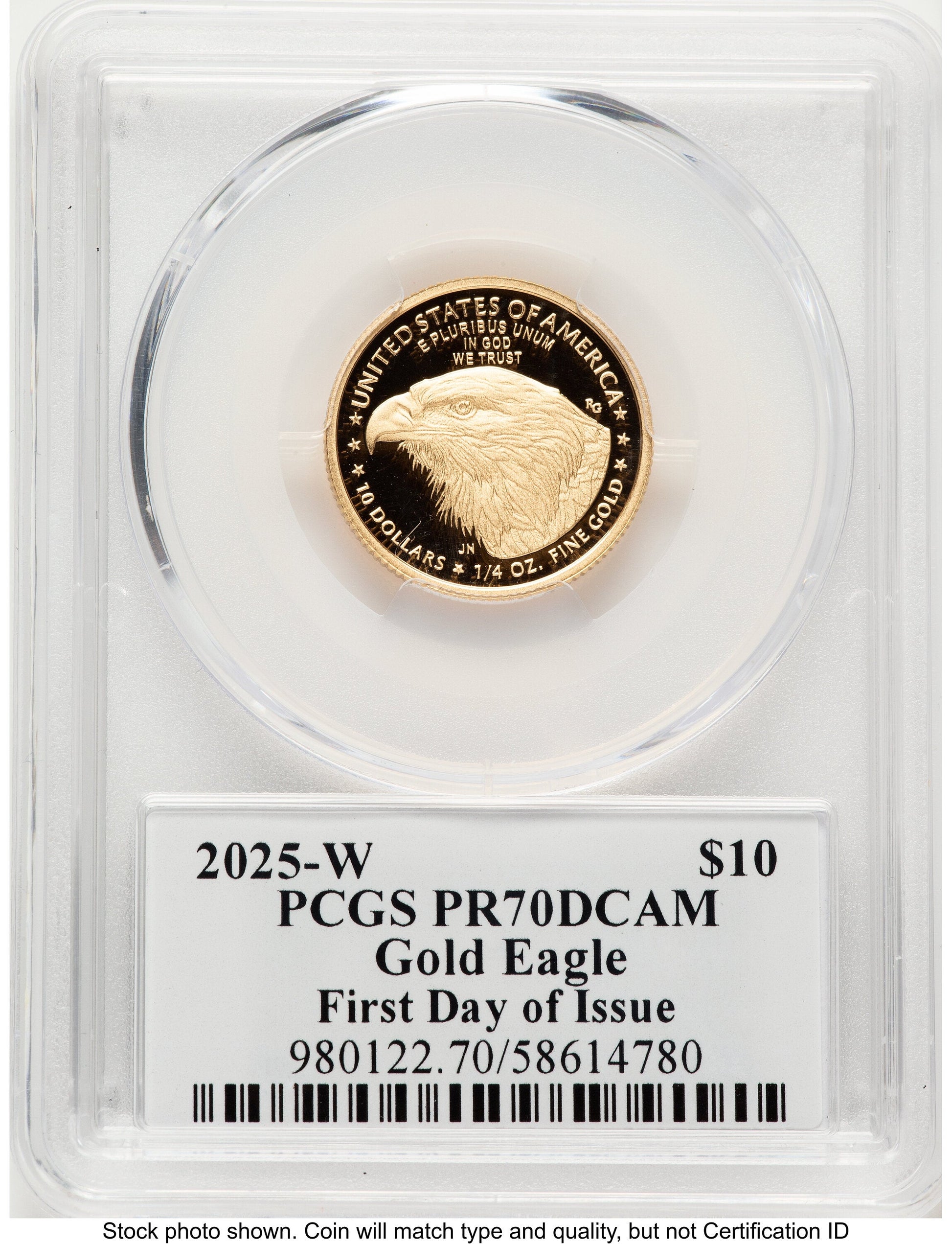 2025-W Proof Gold Eagle 1/4 oz FDI David Hall PCGS PR70