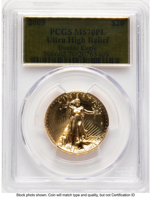2009 G$20 Ultra High Relief PL Gold Foil PCGS MS70