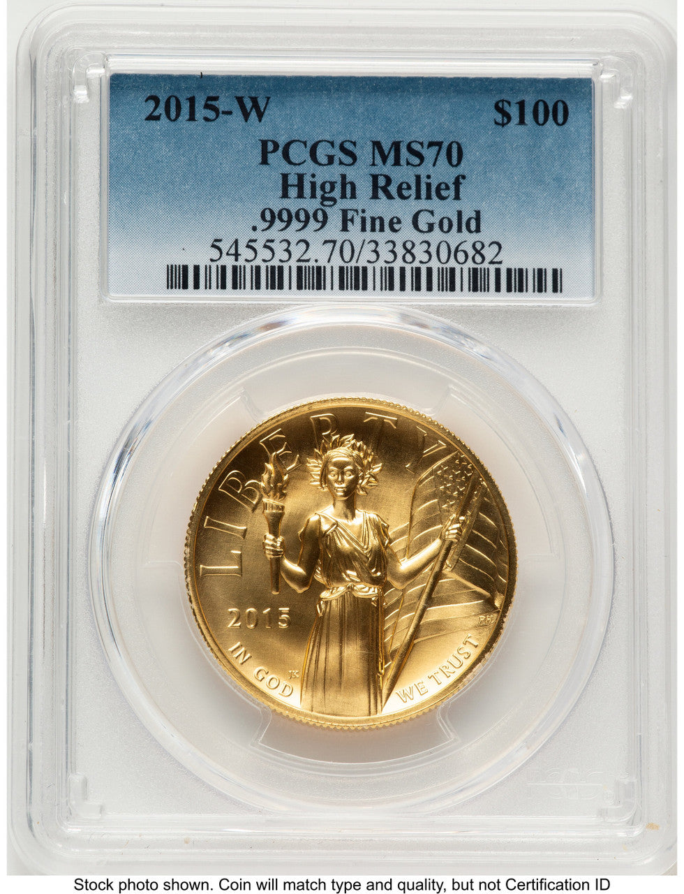 2015-W G$100 American Liberty High Relief Blue Gradient PCGS MS70