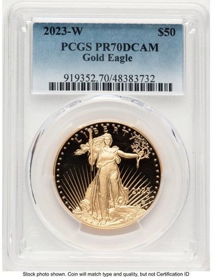 2023-W Proof Gold Eagle 1 oz Blue Gradient PCGS PR70