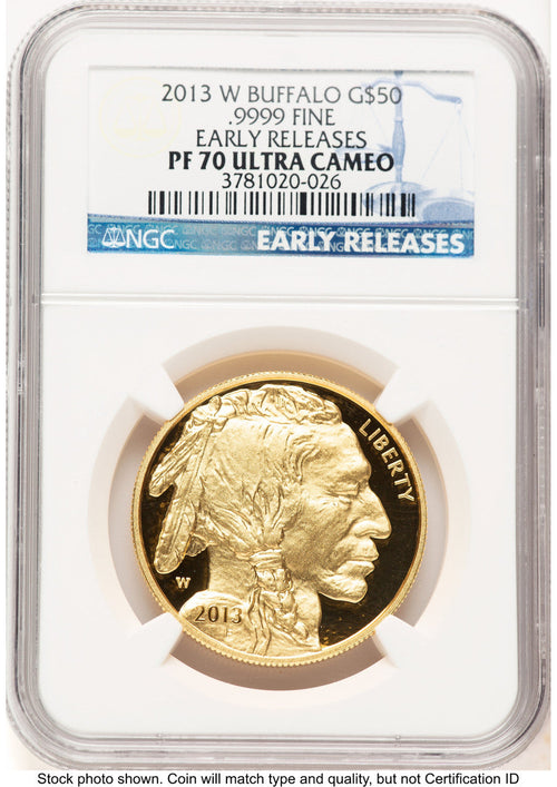 2013-W Proof Gold Buffalo 1 oz ER Blue NGC PF70
