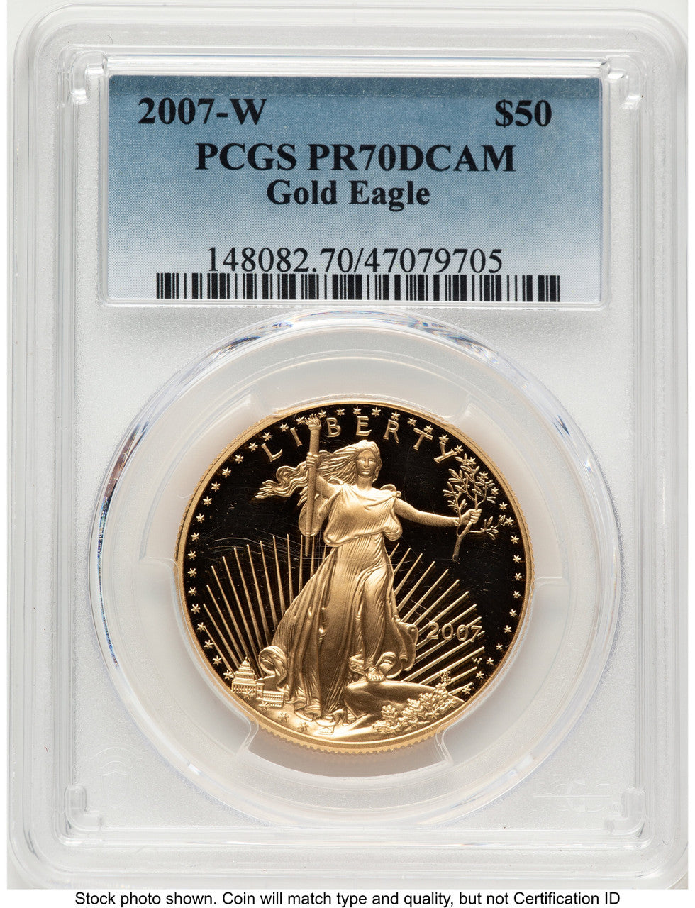 2007-W Proof Gold Eagle 1 oz Blue Gradient PCGS PR70