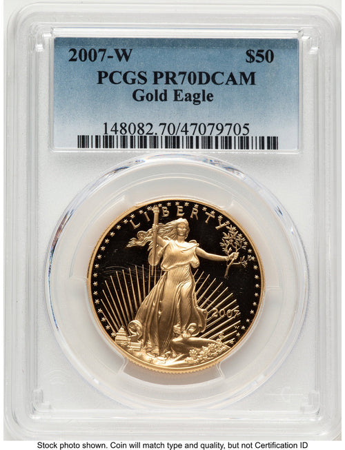 2007-W Proof Gold Eagle 1 oz Blue Gradient PCGS PR70