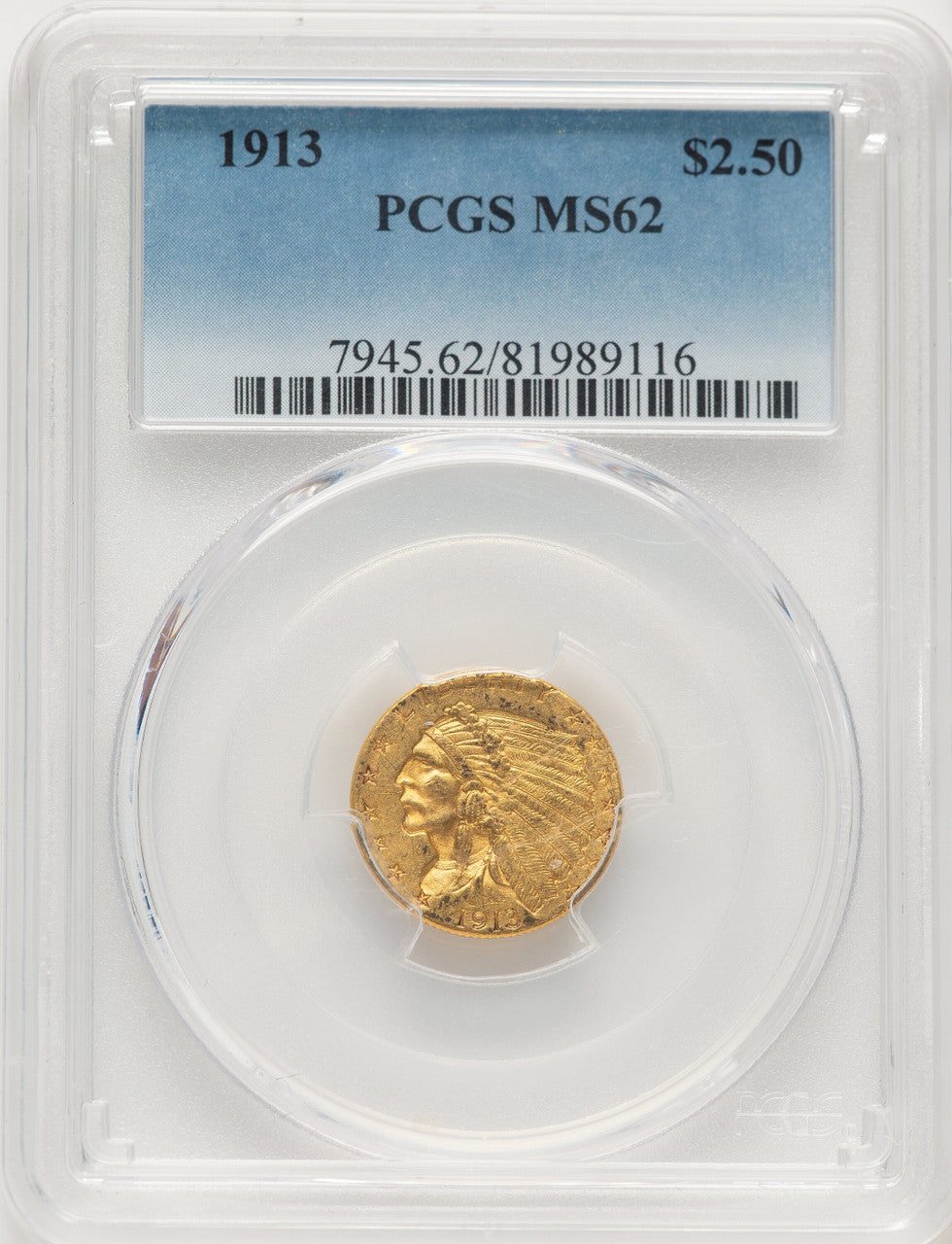 1913 $2.50 Indian Quarter Eagle PCGS MS62 (785429013)