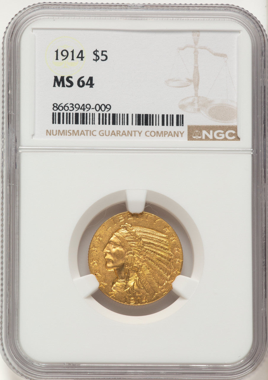 1914 $5 Indian Half Eagle NGC MS64