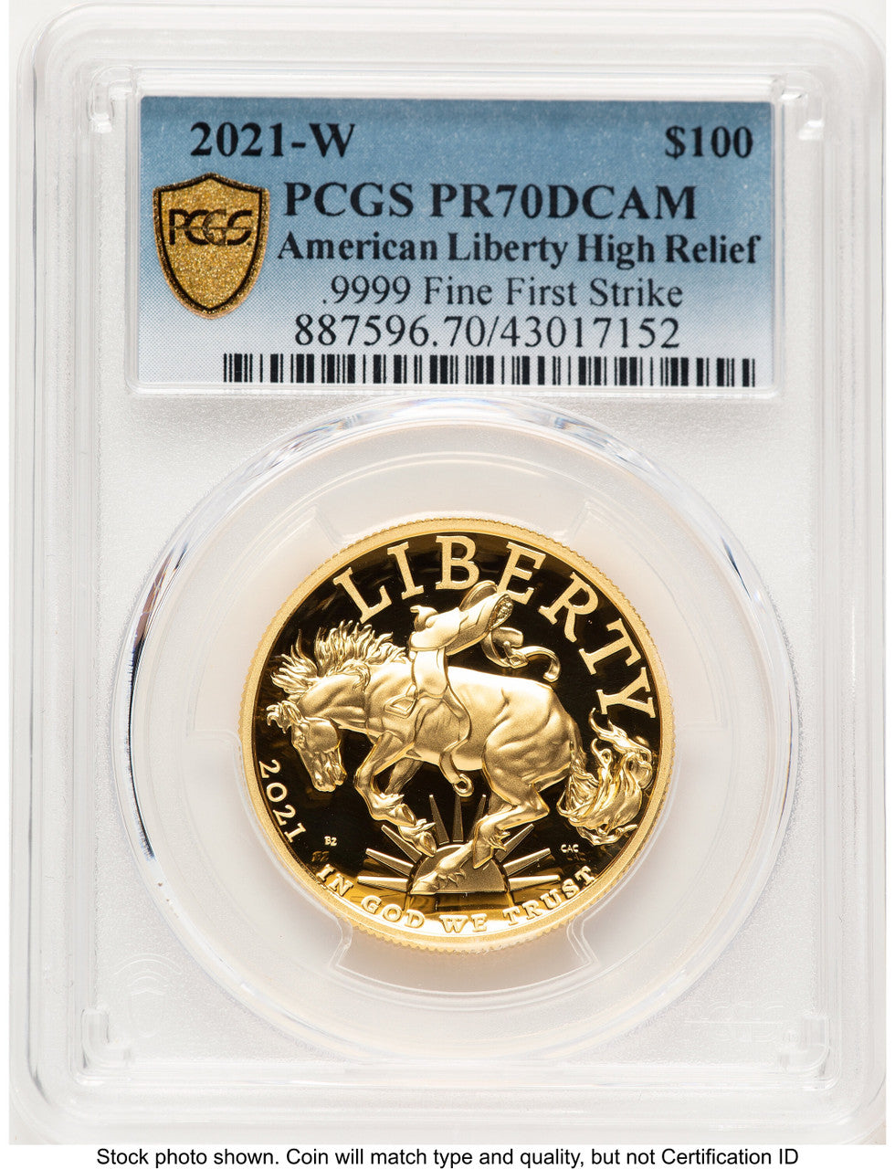 2021-W G$100 American Liberty High Relief Blue Gradient PCGS PR70