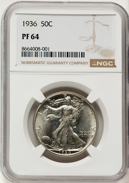 1936 50C Proof Walking Liberty Half Dollar NGC PR64