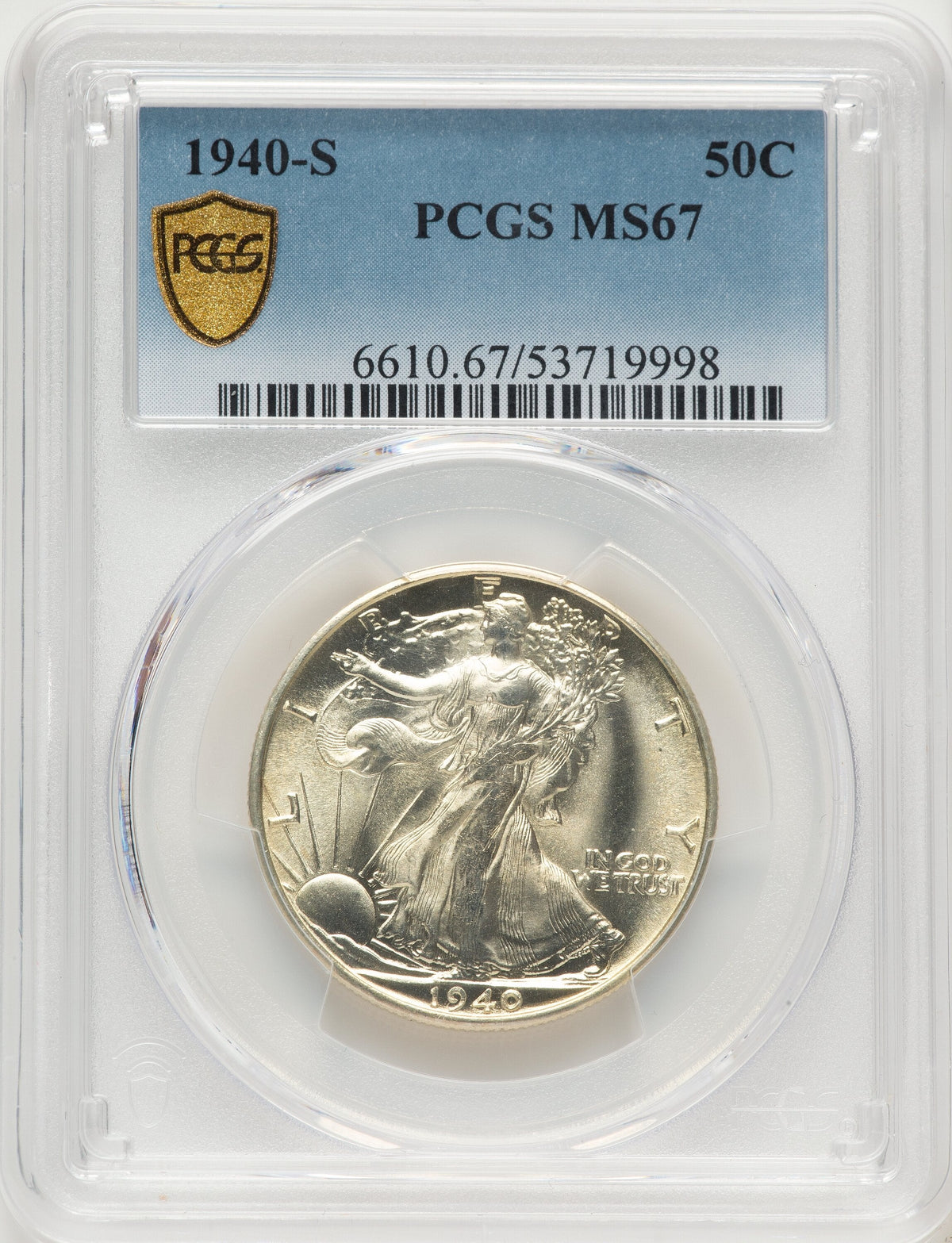 1940-S 50C Walking Liberty Half Dollar PCGS MS67