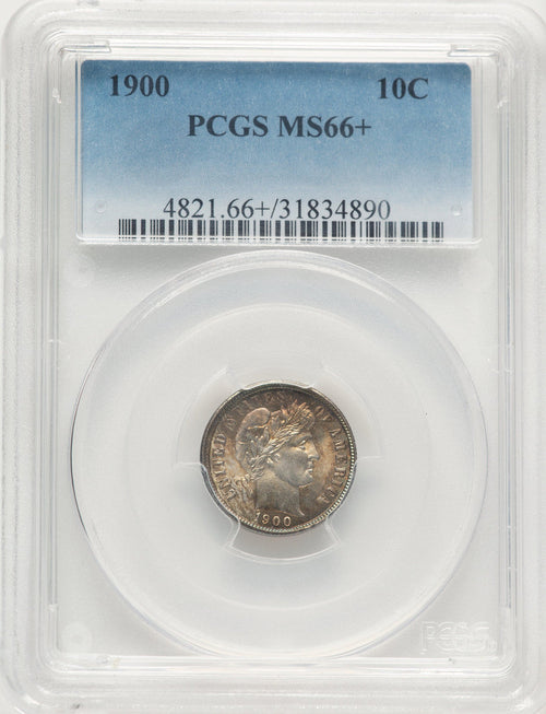 1900 10C Barber Dime PCGS MS66+