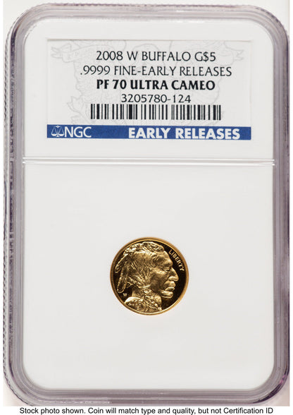 2008-W Proof Gold Buffalo 1/10 oz ER Blue NGC PF70