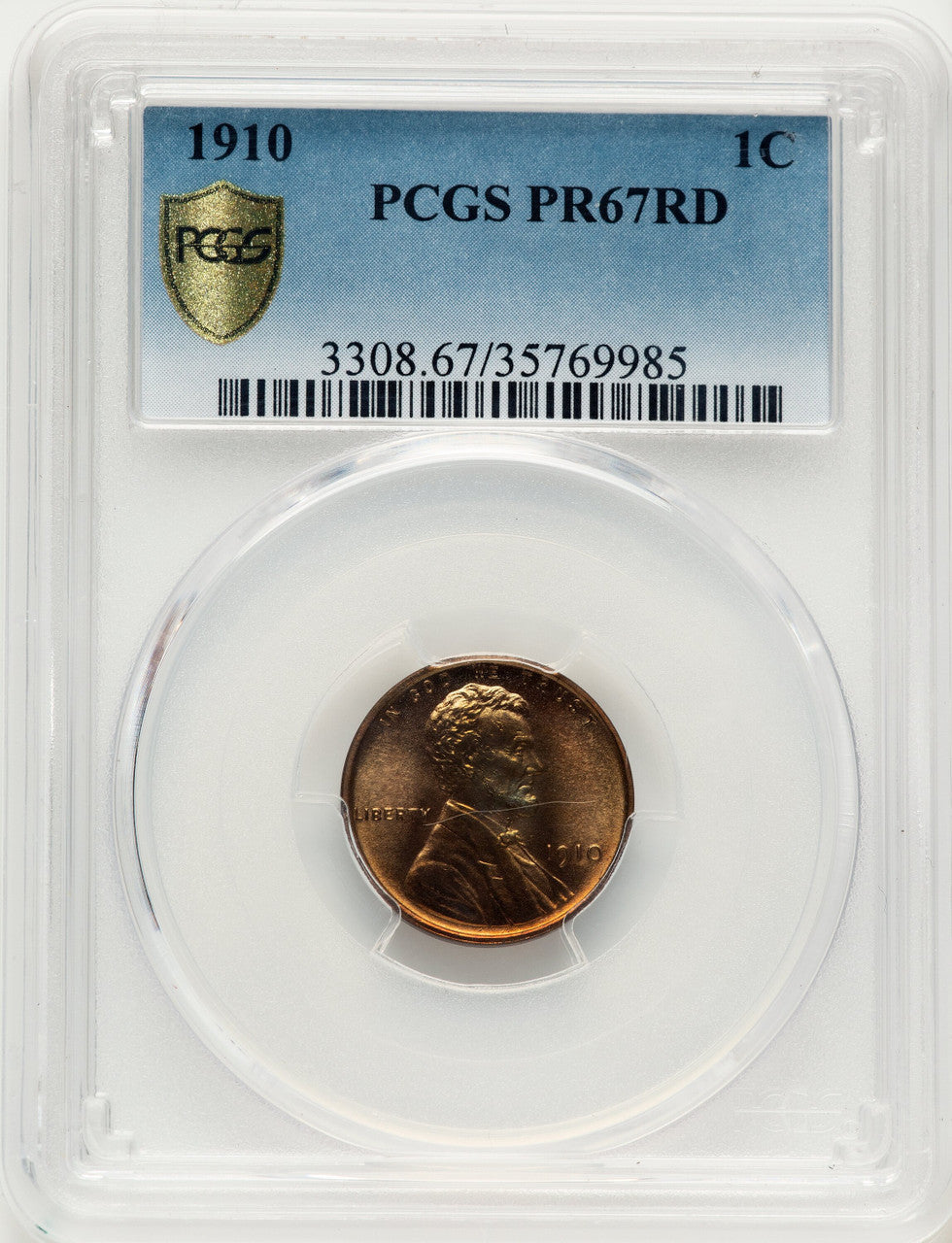 1910 1C RD Proof Lincoln Cent PCGS PR67
