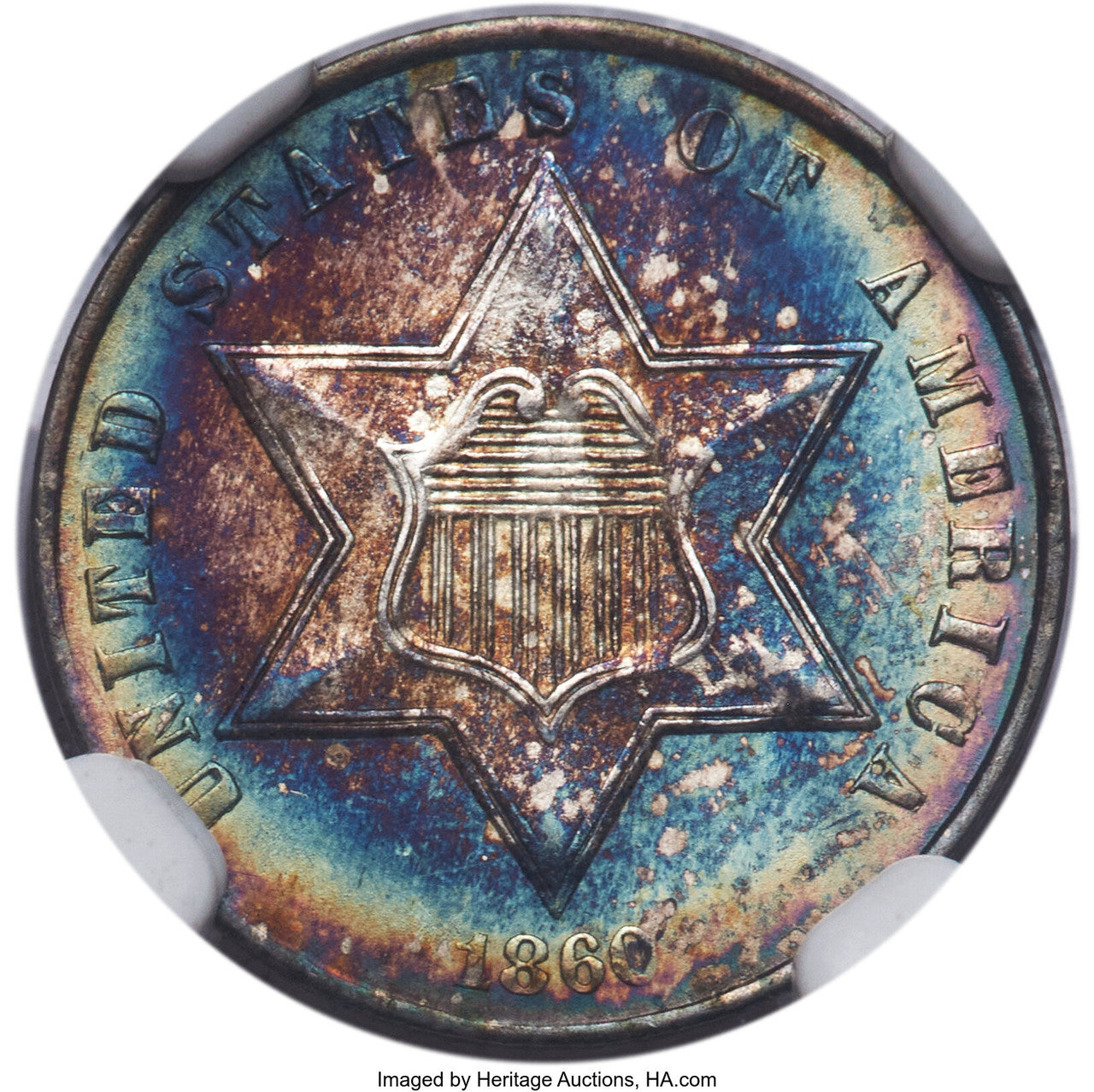 1860 3CS Three Cent Silver NGC MS67