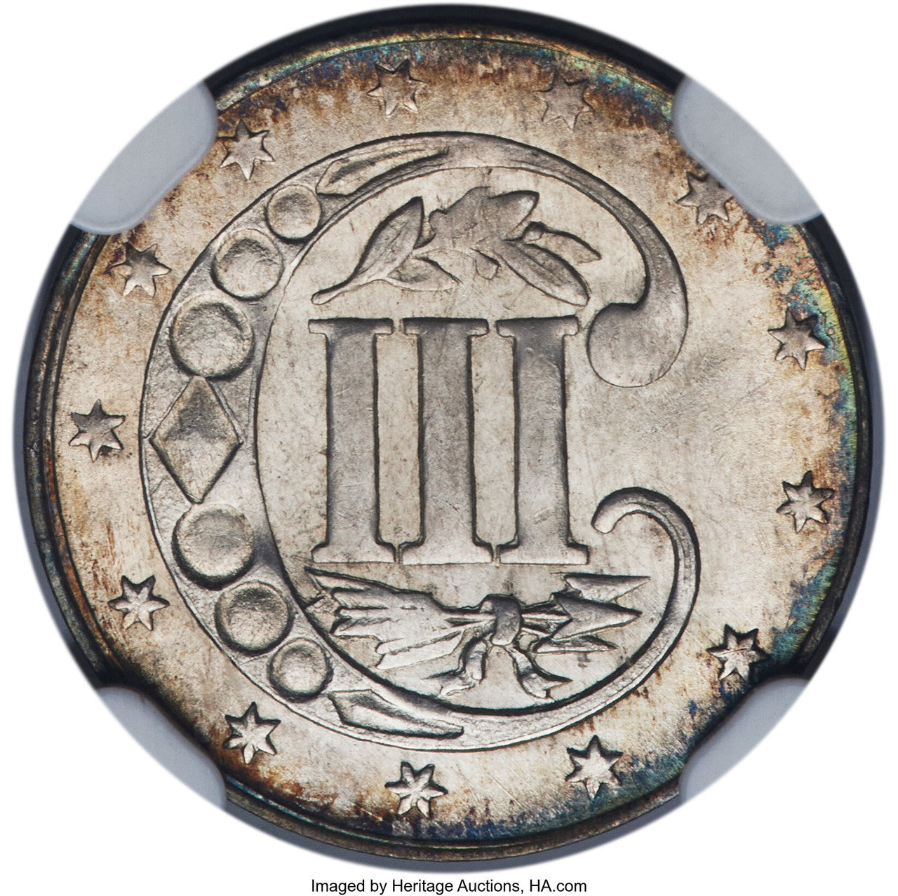 1860 3CS Three Cent Silver NGC MS67