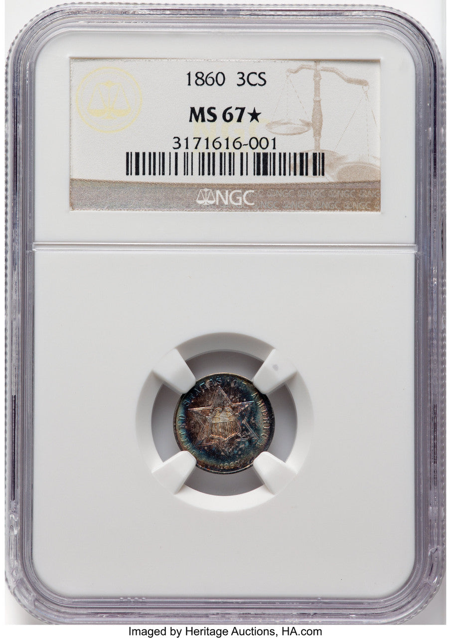 1860 3CS Three Cent Silver NGC MS67