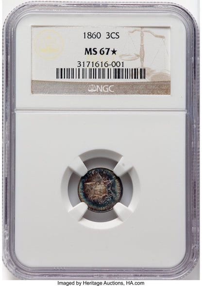 1860 3CS Three Cent Silver NGC MS67