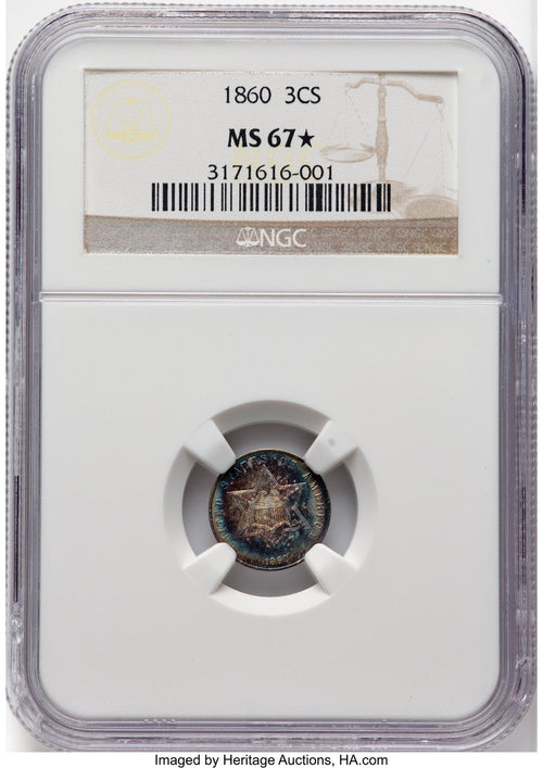 1860 3CS Three Cent Silver NGC MS67